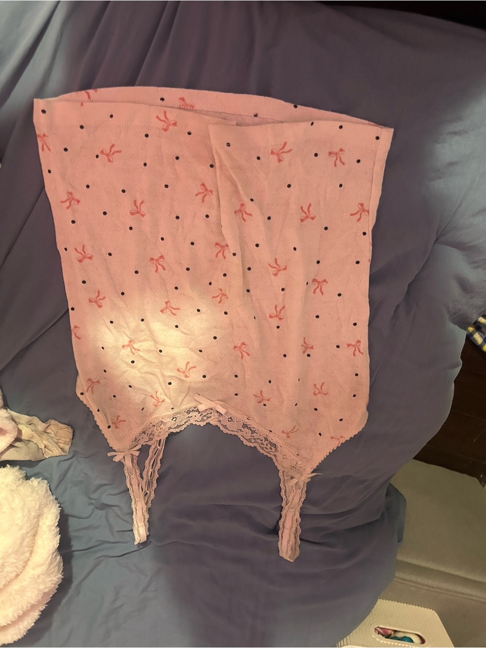 Pink Lace-Trim Sleep Cami with Bow Print